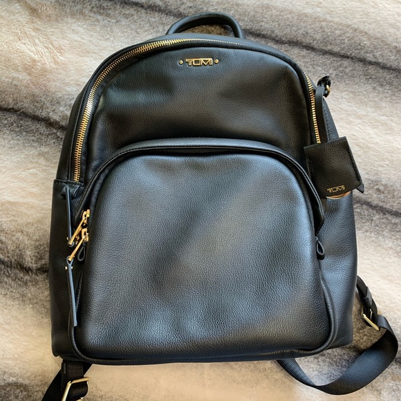 tumi leather backpack